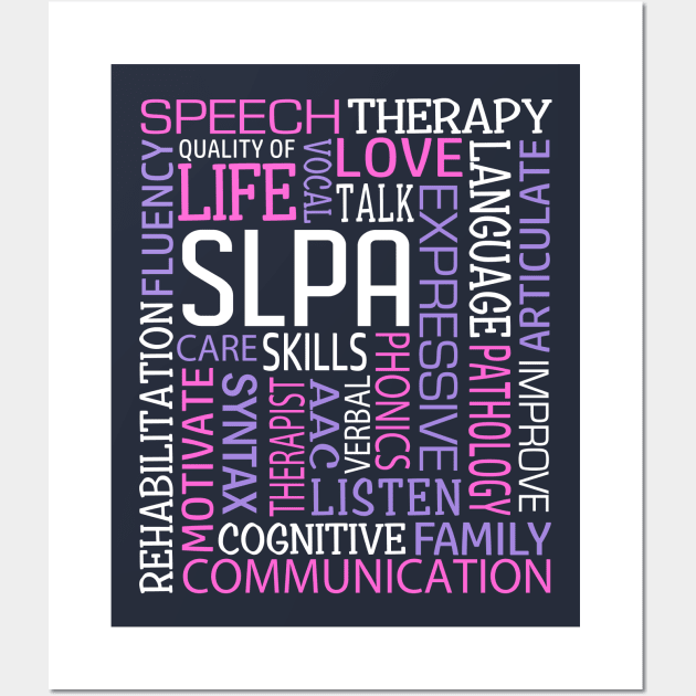 Speech Language Pathologist Speech Therapist Therapy Word Art Pink Purple Wall Art by TeeCreations